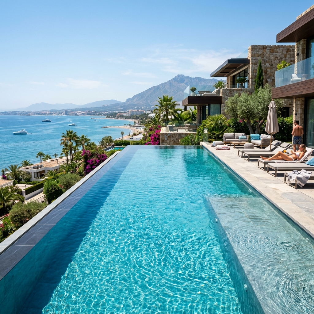 Luxury infinity pool overlooking sea